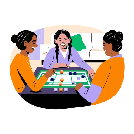 Girl playing Board game  Illustration