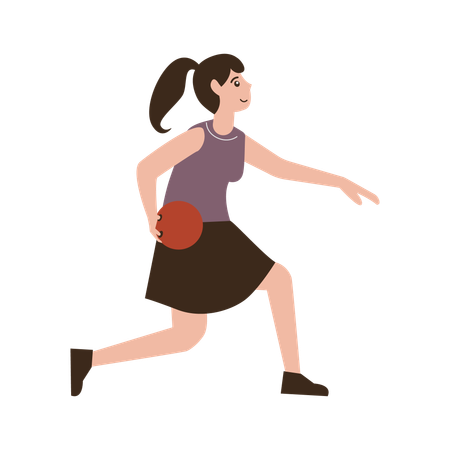 Girl playing bowling  Illustration