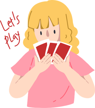 Girl playing Card Game Illustration
