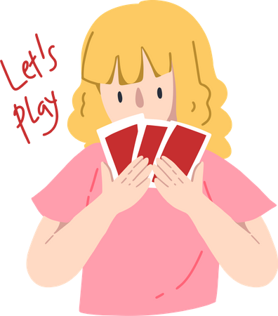 Girl playing Card Game  Illustration