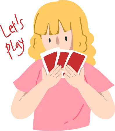 Girl playing Card Game  Illustration