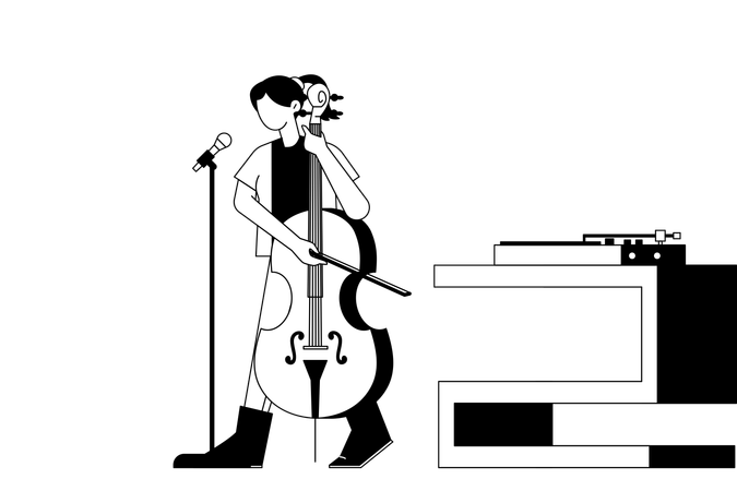 Girl playing cello  イラスト