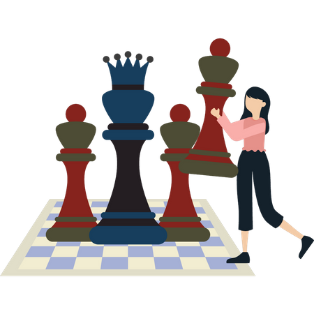 Girl playing chess  Illustration