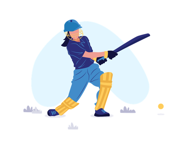 Girl playing Cricket  Illustration