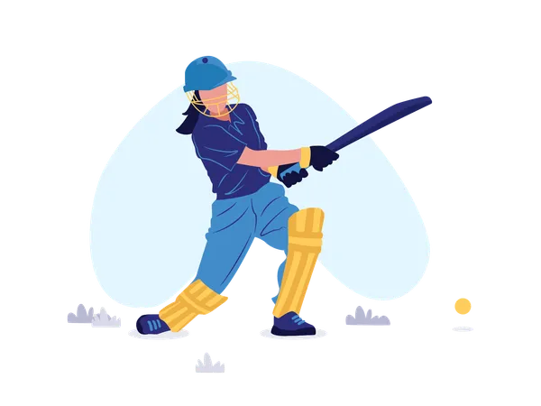 Girl playing Cricket  Illustration