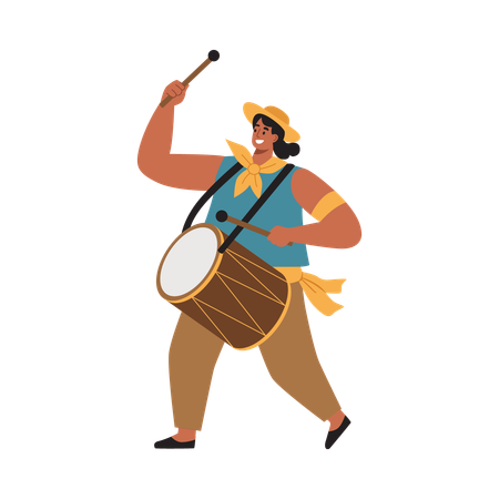 Girl Playing Cultural Drum  Illustration