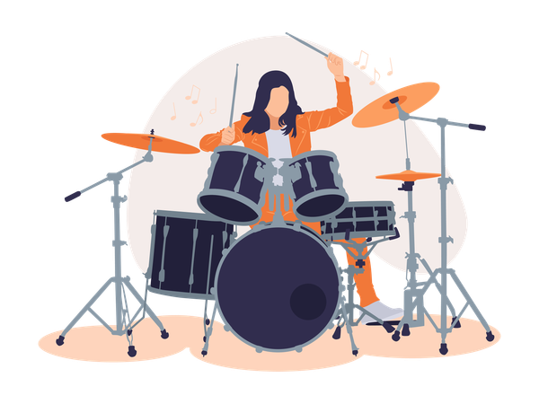 Girl playing drum  Illustration