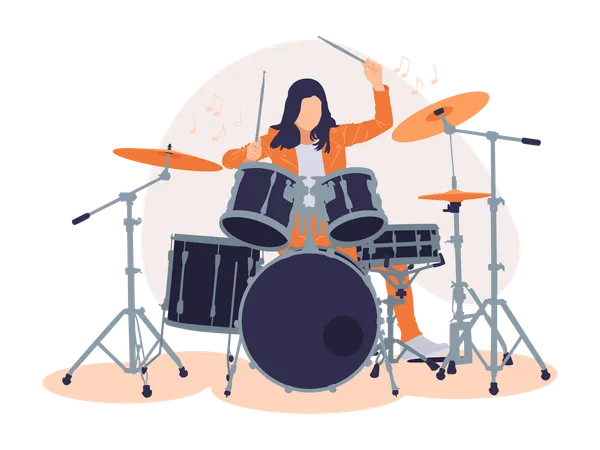 Girl playing drum  Illustration