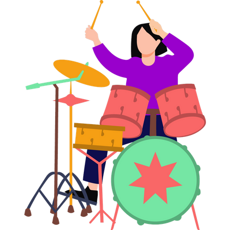 Girl playing drum Illustration