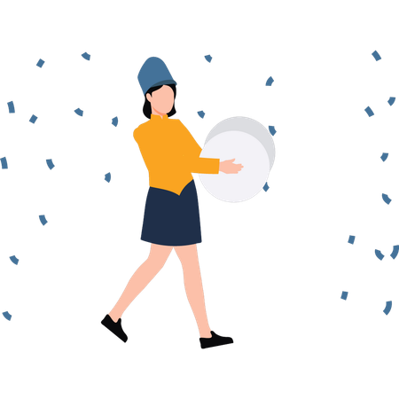 Girl playing drum at part  Illustration