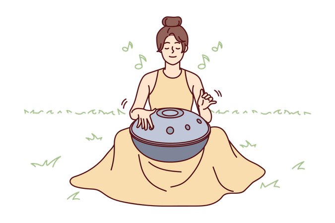 Girl playing drum  Illustration