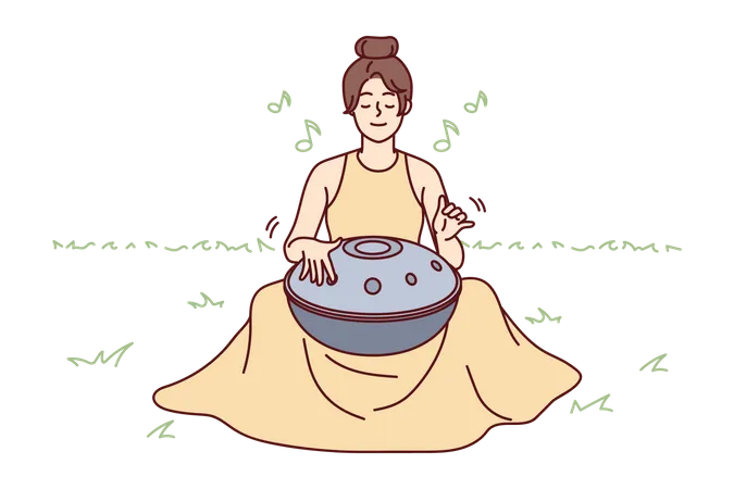 Girl playing drum  Illustration