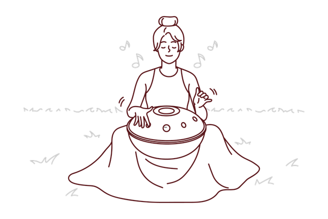 Girl playing drum  Illustration