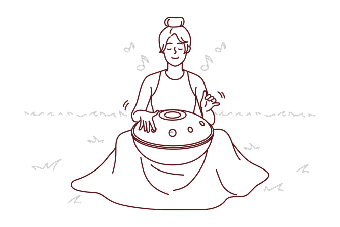 Girl playing drum  Illustration