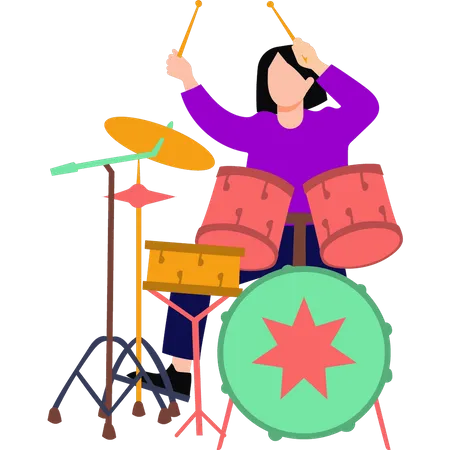 Girl playing drum  Illustration