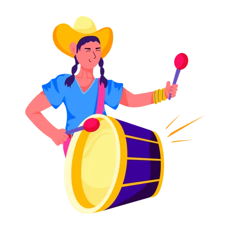 Girl playing drum  Illustration