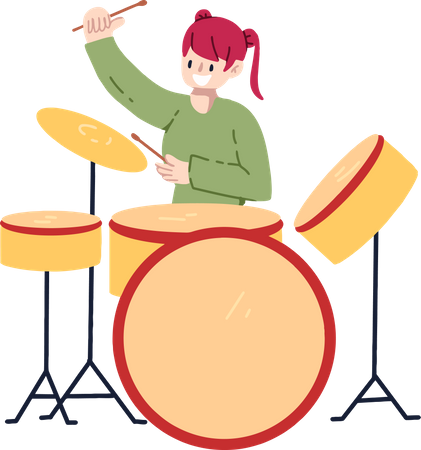 Girl Playing Drum  Illustration