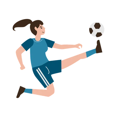 Girl Playing Football  イラスト