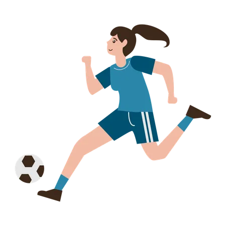Girl Playing Football  イラスト