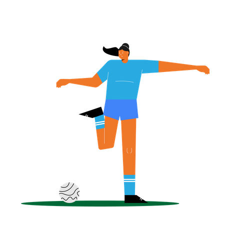 Girl playing football Illustration