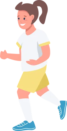 Little Girl Participating In Football Competition Semi Flat Color Vector Character Full Body Person On White Gender Equality Simple Cartoon Style Illustration For Web Graphic Design And Animation Illustration