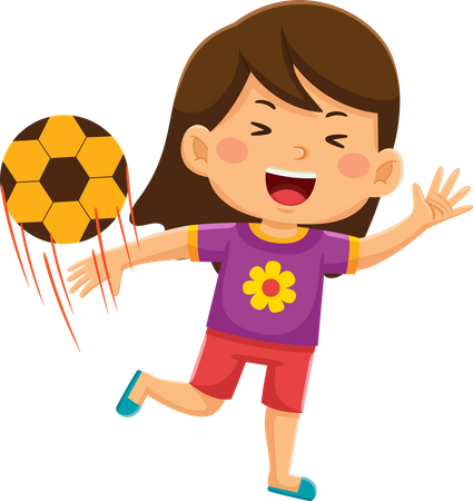 Girl Playing Football  Illustration