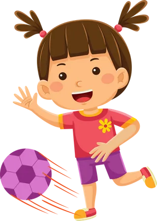 Girl Playing Football  Illustration