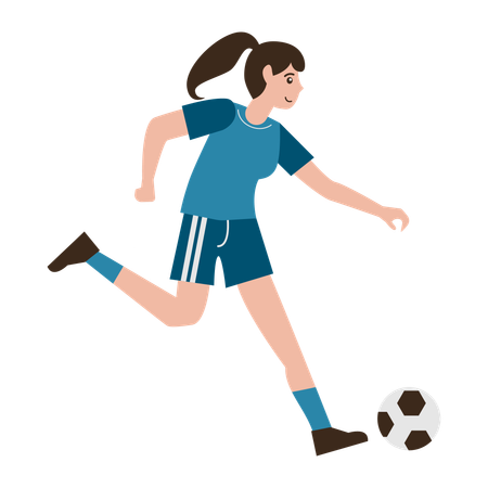 Girl Playing Football  Illustration