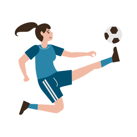 Girl Playing Football  Illustration