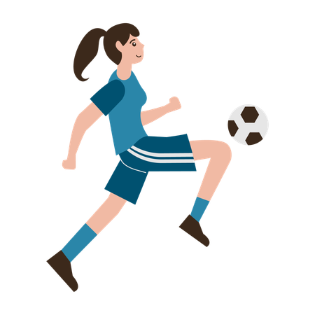 Girl Playing Football  Illustration