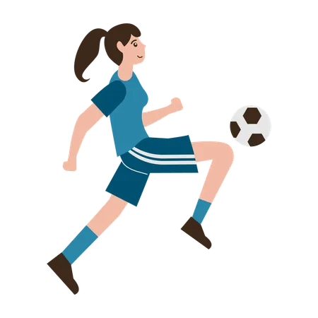 Girl Playing Football  Illustration