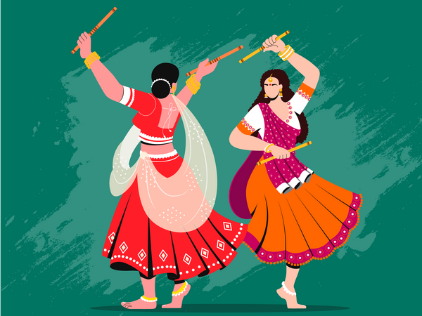 Illustration Of Couple Dancing On Occasion Of Garba Night Celebration  Concept Can Be Used As Advertising Poster Or Banner Design Stock  Illustration  Download Image Now  iStock