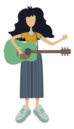 Girl playing gitar  Illustration