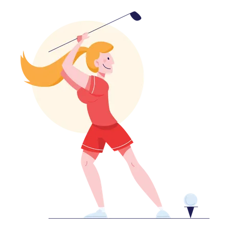 Girl playing golf  일러스트레이션