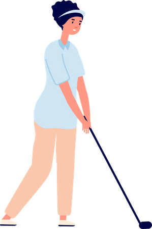 Girl playing golf  イラスト