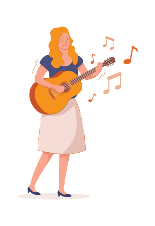 Girl Playing Guitar  Illustration