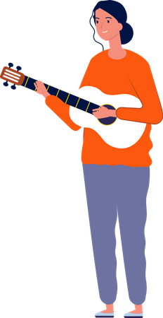 Girl playing guitar Illustration