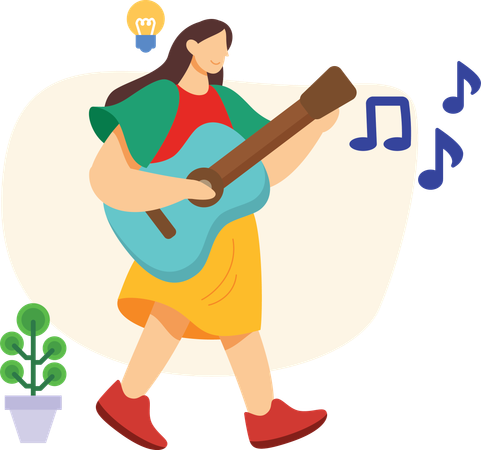 Girl playing guitar  Illustration