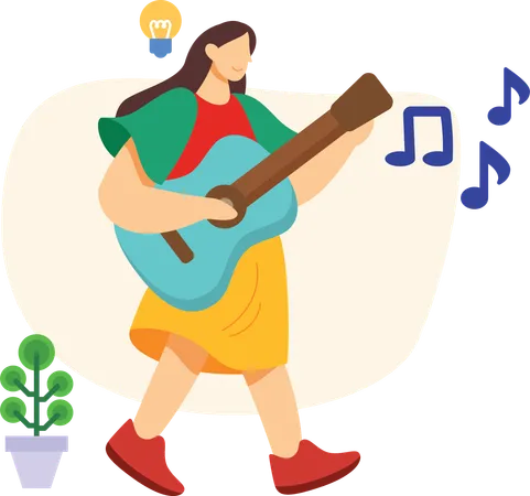 Girl playing guitar  Illustration