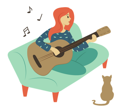 Girl playing guitar  Illustration