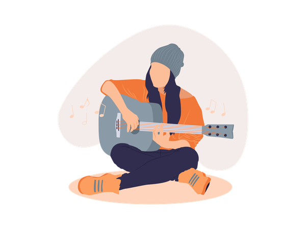 Girl playing guitar  Illustration