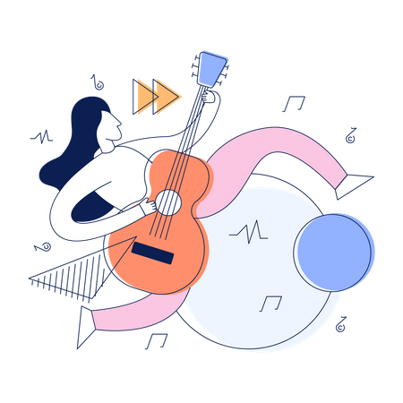 Girl playing guitar  Illustration