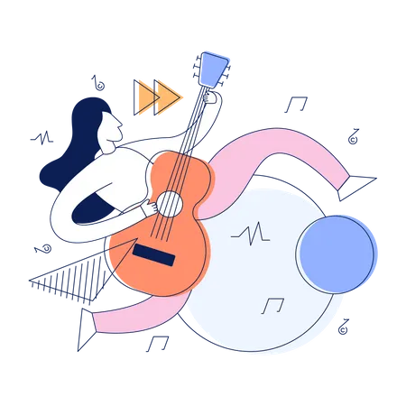 Girl playing guitar  Illustration