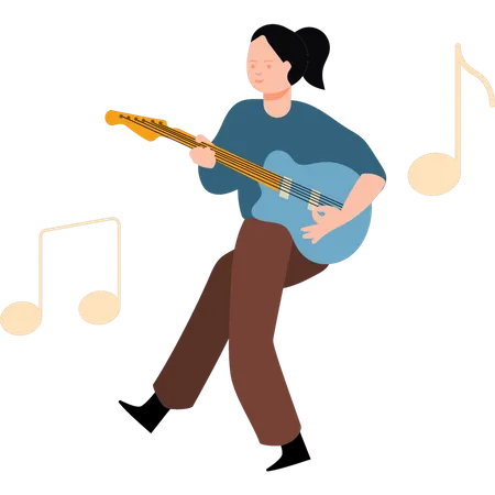 Girl playing guitar  Illustration