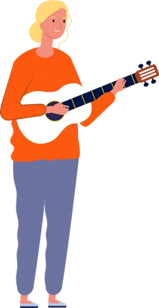 Girl Playing Guitar  Illustration