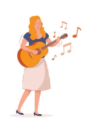 Girl Playing Guitar  Illustration