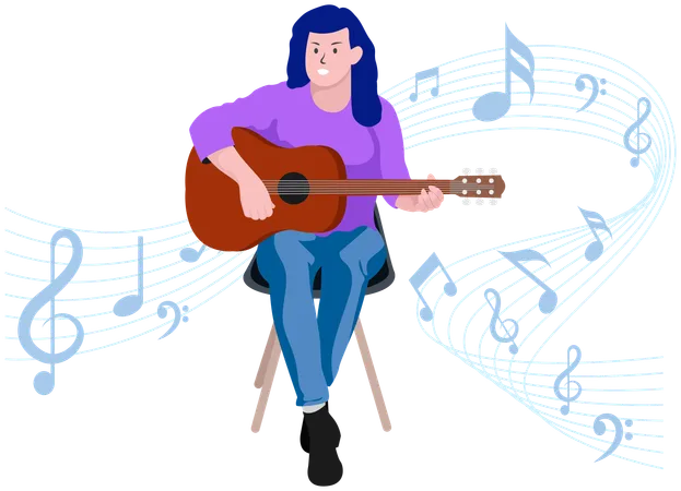 Girl playing guitar  Illustration