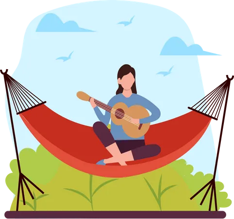 Girl playing guitar  Illustration