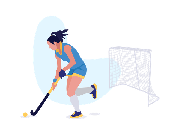 Girl playing hockey  Illustration