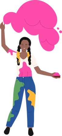 Girl playing holi  Illustration